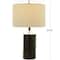 Black Marble Thick Stand Table Lamp with Drum Shade 15" x 15" x 24"